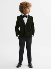 Children & Baby 9-14 yrs Slim Fit Velvet Single Breasted Blazer in Emerald