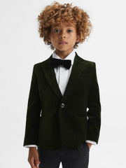 Children & Baby 9-14 yrs Slim Fit Velvet Single Breasted Blazer in Emerald