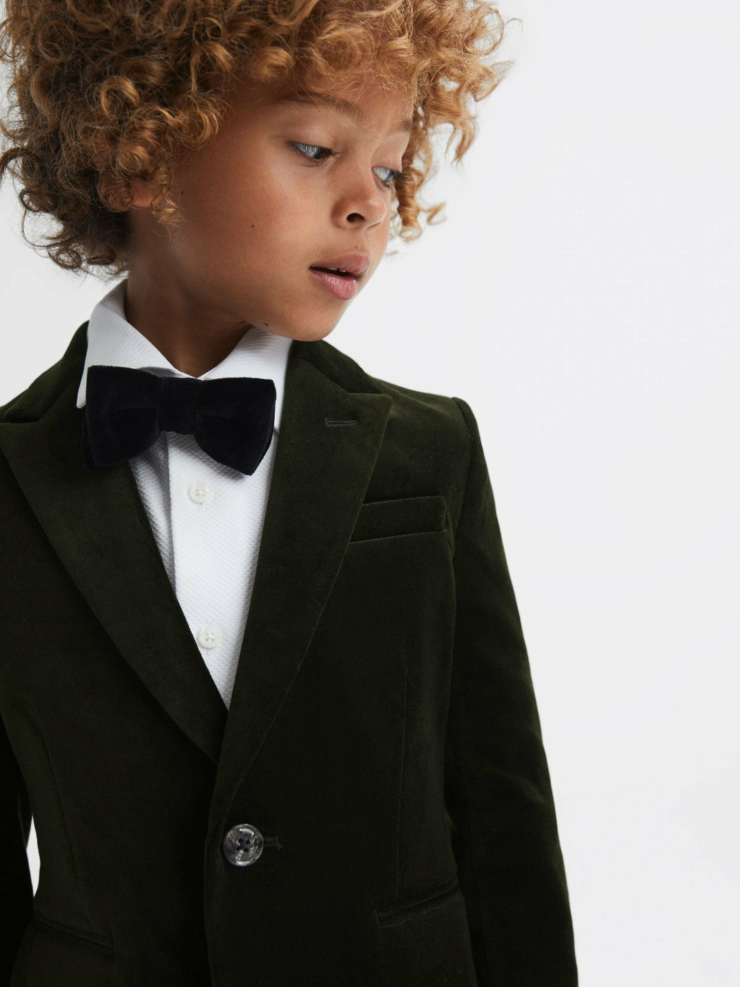 Children & Baby 9-14 yrs Slim Fit Velvet Single Breasted Blazer in Emerald
