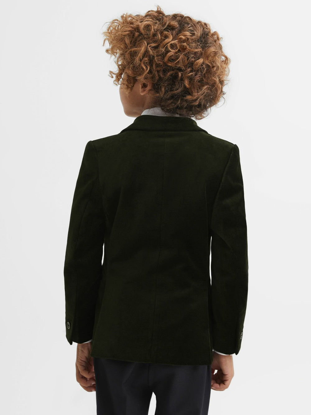 Children & Baby 9-14 yrs Slim Fit Velvet Single Breasted Blazer in Emerald