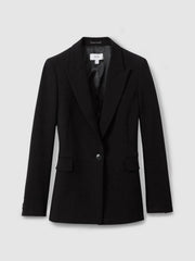 Women Tailored Single Breasted Suit Blazer in Black
