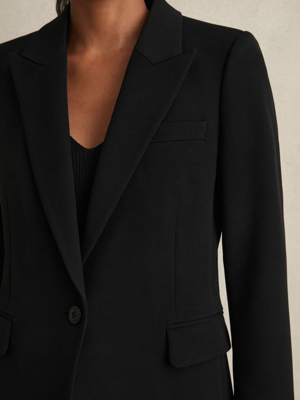 Women Tailored Single Breasted Suit Blazer in Black
