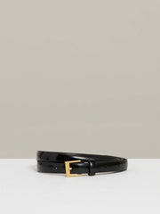 Women Thin Leather Belt in Black