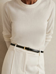 Women Thin Leather Belt in Black