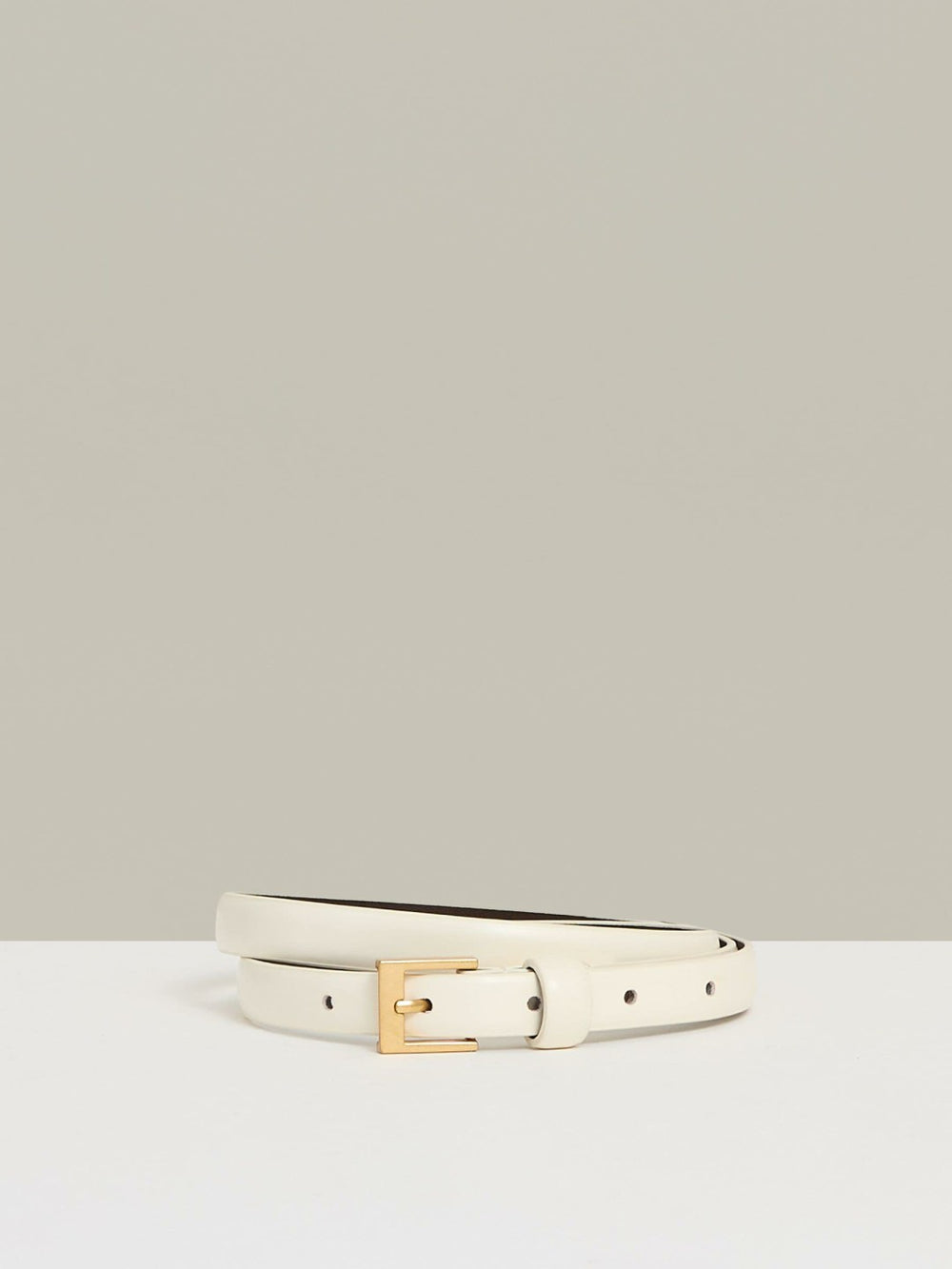 Women Thin Leather Belt in Off White