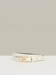Women Thin Leather Belt in Off White