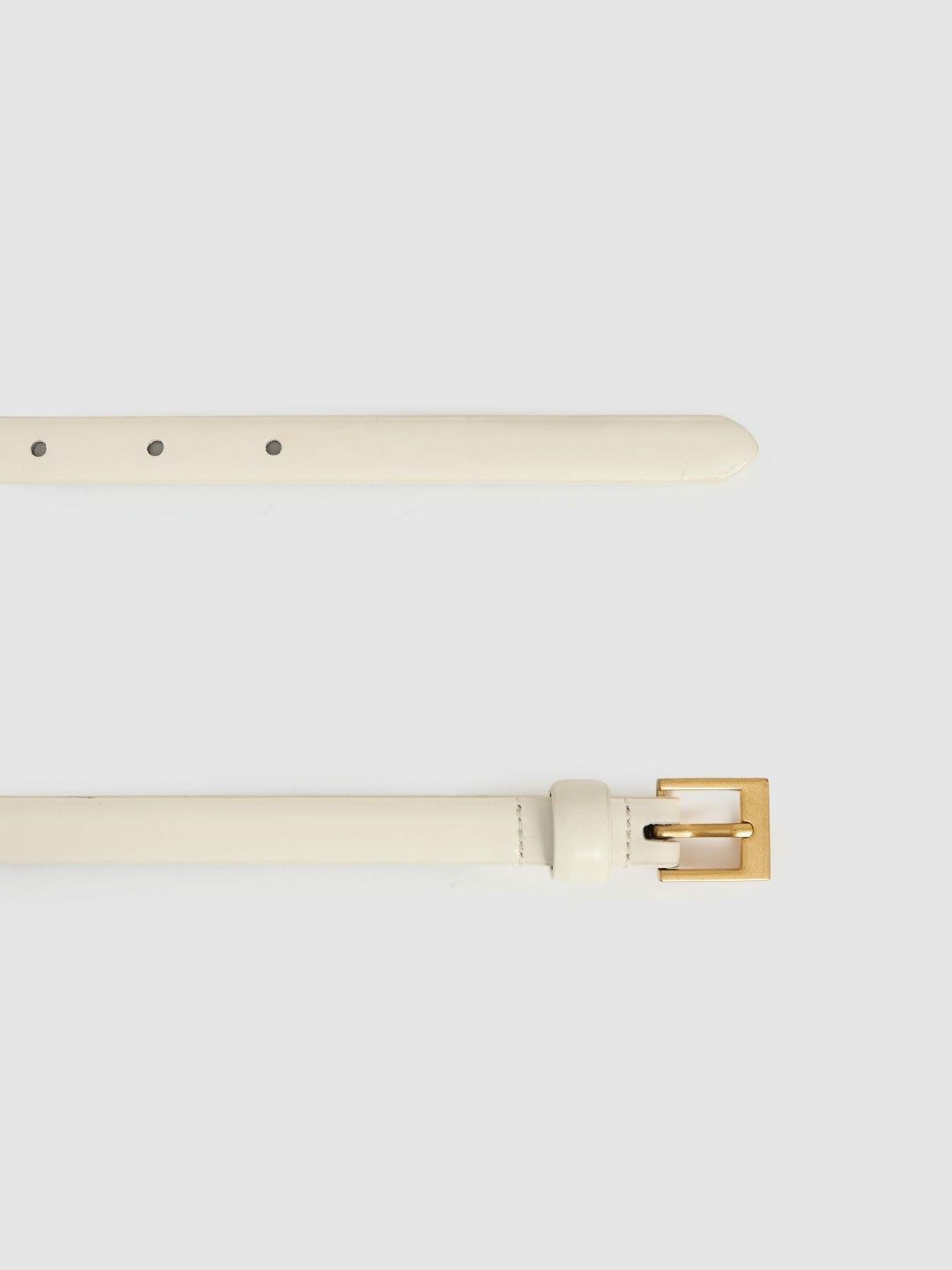 Women Thin Leather Belt in Off White