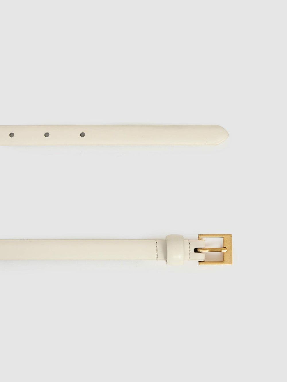 Women Thin Leather Belt in Off White