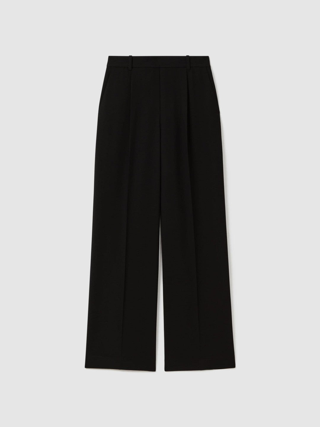 Women Petite Half-Elasticated Wide Leg Trousers in Black