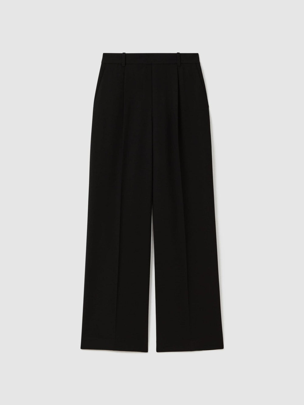 Women Petite Half-Elasticated Wide Leg Trousers in Black