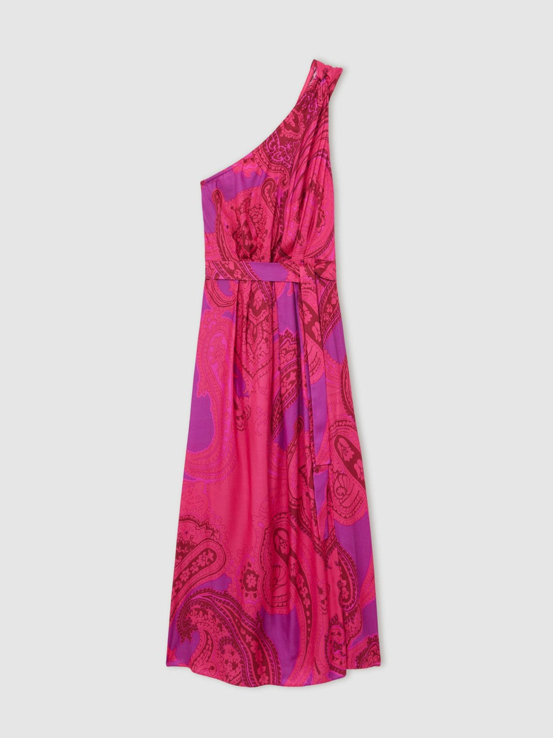 Women Paisley-Print One-Shoulder Midi Dress in Pink