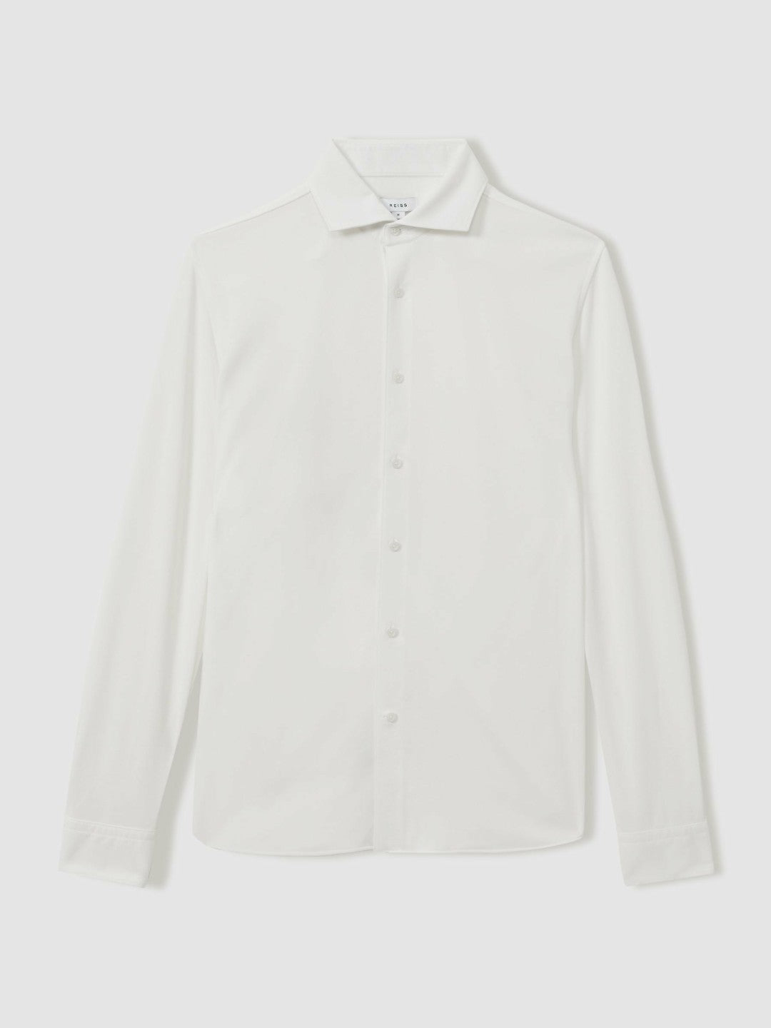 Men Modal Blend Cutaway Collar Shirt in White