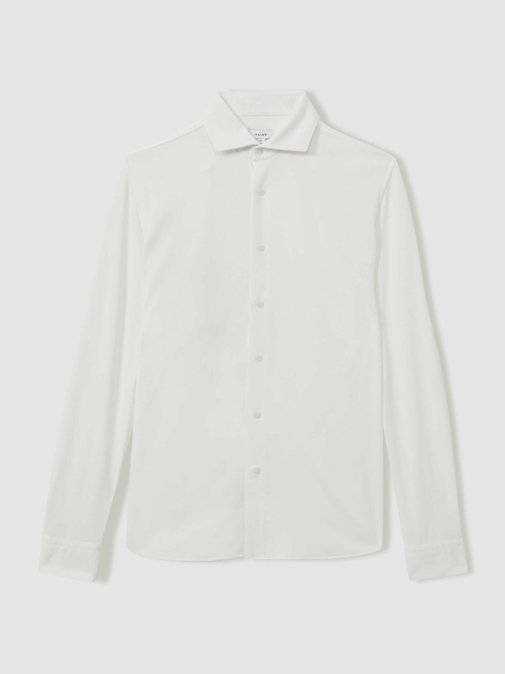 Men Modal Blend Cutaway Collar Shirt in White
