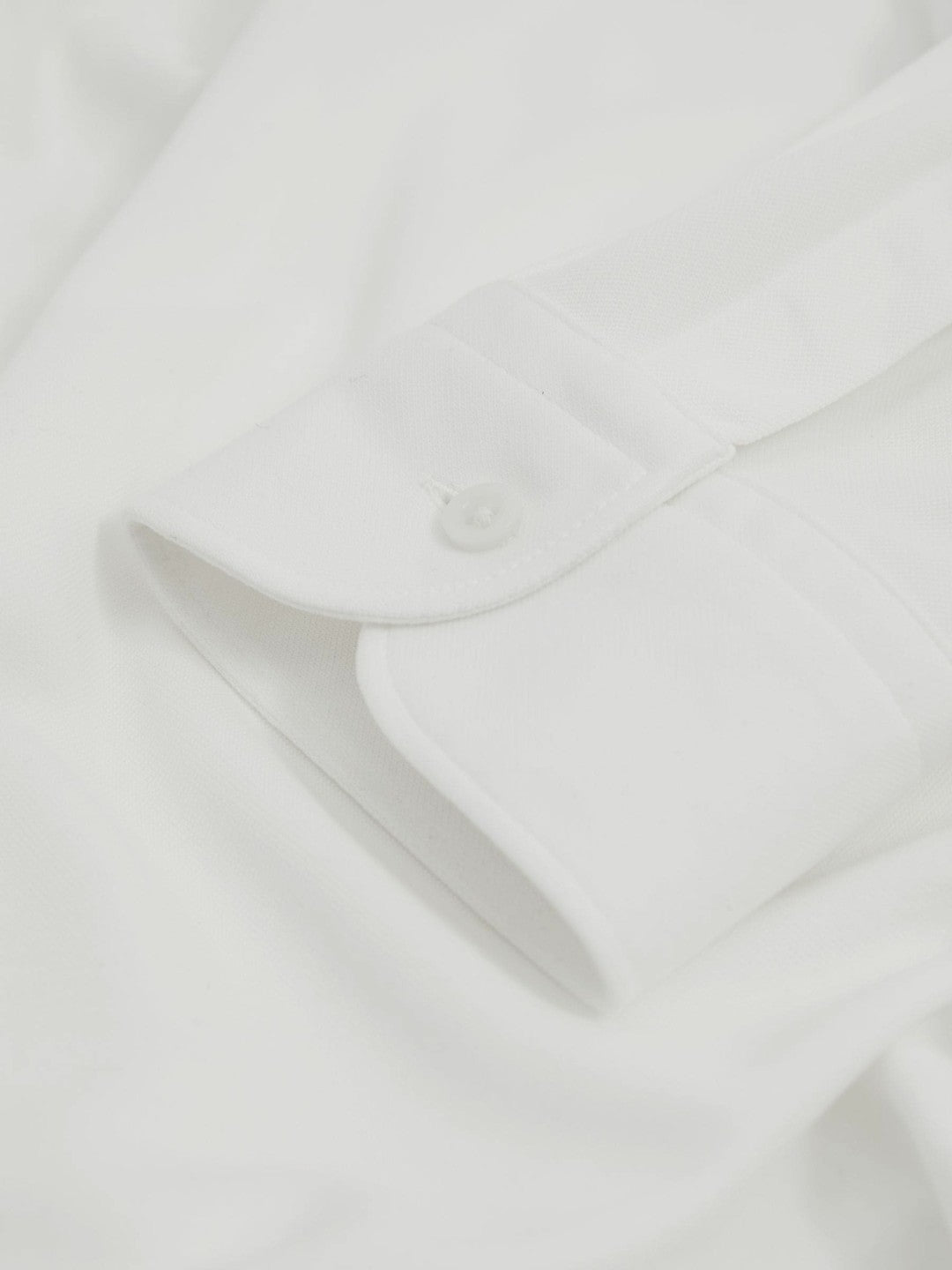 Men Modal Blend Cutaway Collar Shirt in White