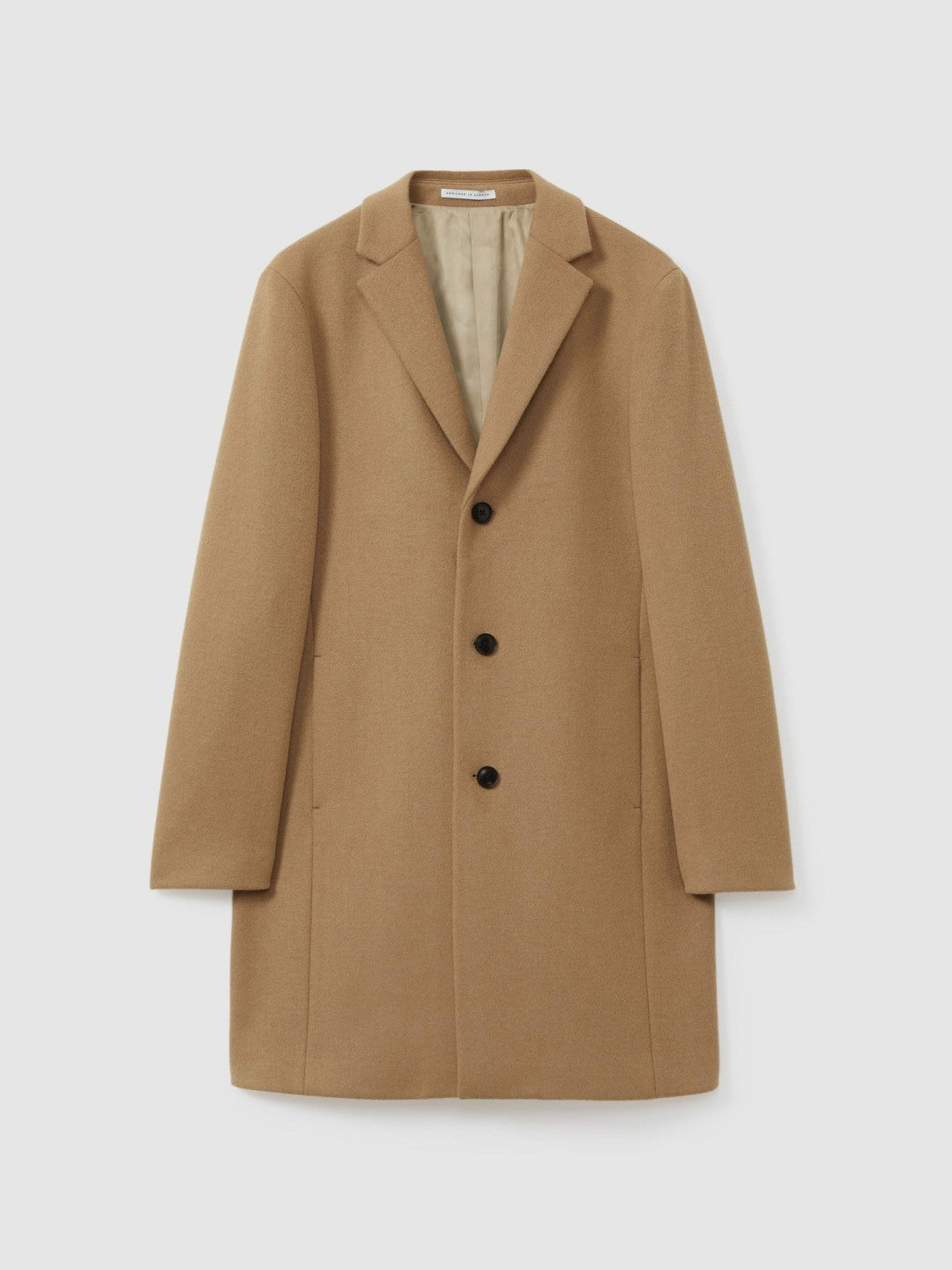 Men Wool Blend Single Breasted Epsom Overcoat in Camel