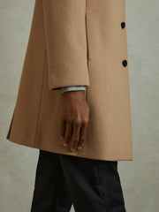 Men Wool Blend Single Breasted Epsom Overcoat in Camel
