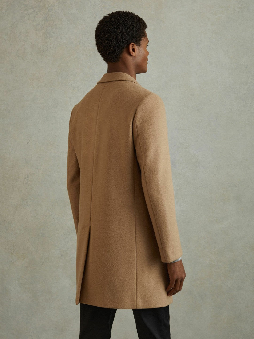 Men Wool Blend Single Breasted Epsom Overcoat in Camel