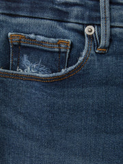 Women Good American Mid Rise Raw Hem Skinny Jeans in Indigo
