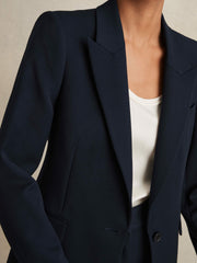 Women Tailored Single Breasted Suit Blazer in Navy