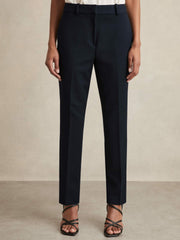 Women Petite Slim Fit Suit Trousers in Navy
