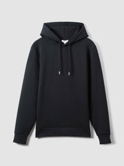 Men Interlock Jersey Drawstring Hoodie in Navy Blue