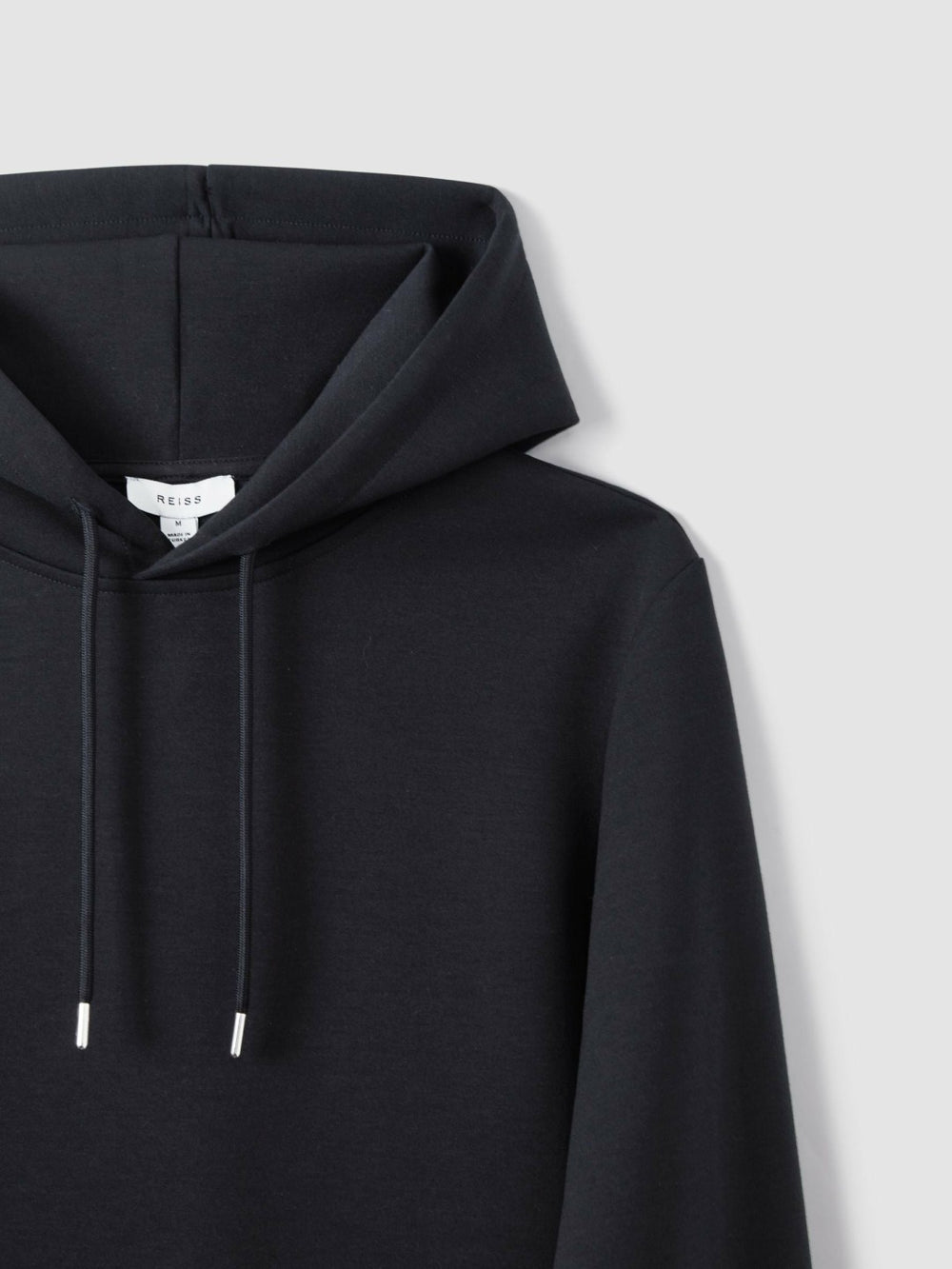 Men Interlock Jersey Drawstring Hoodie in Navy Blue