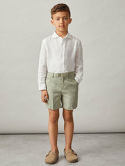 Children & Baby 13-14 yrs Slim Fit Linen Adjustable Trousers in Apple