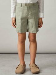Children & Baby 13-14 yrs Slim Fit Linen Adjustable Trousers in Apple