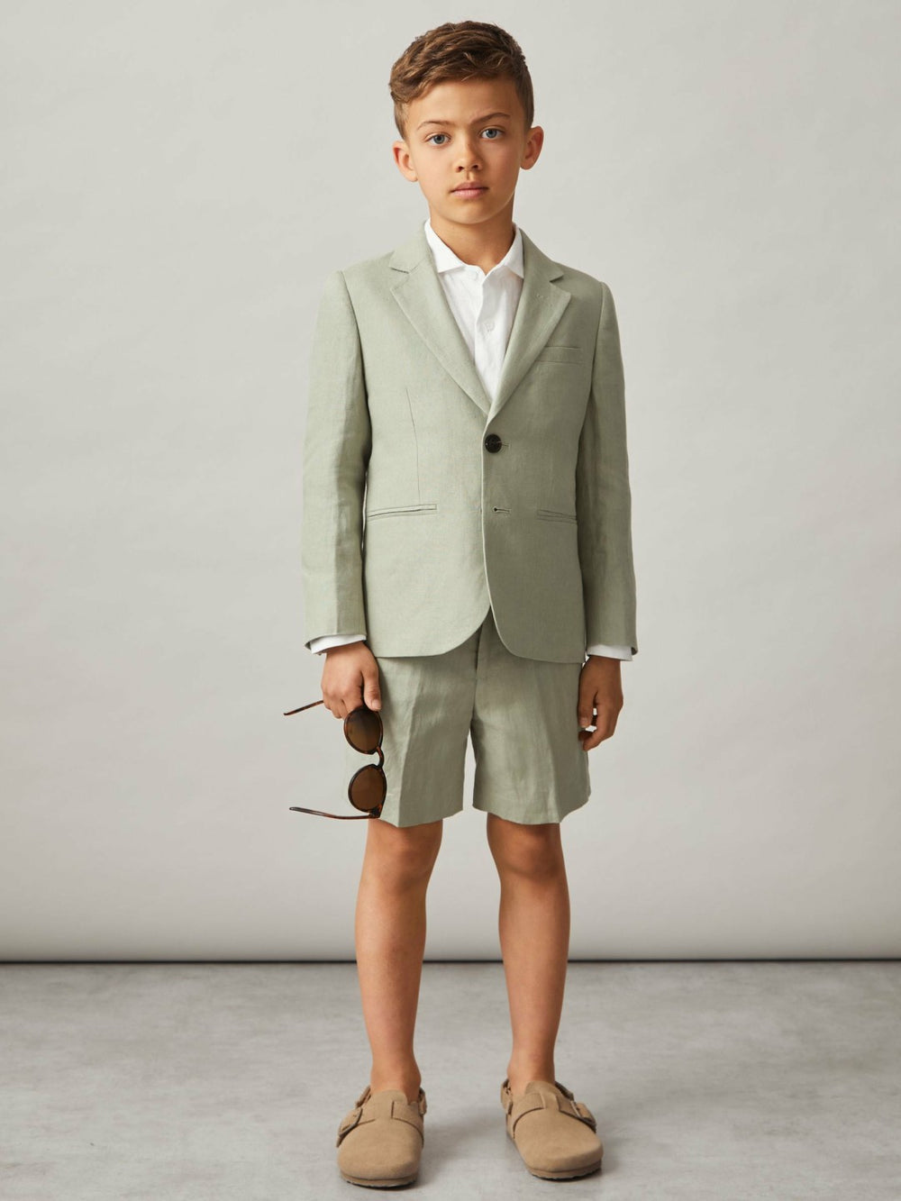 Children & Baby 13-14 yrs Slim Fit Linen Adjustable Trousers in Apple
