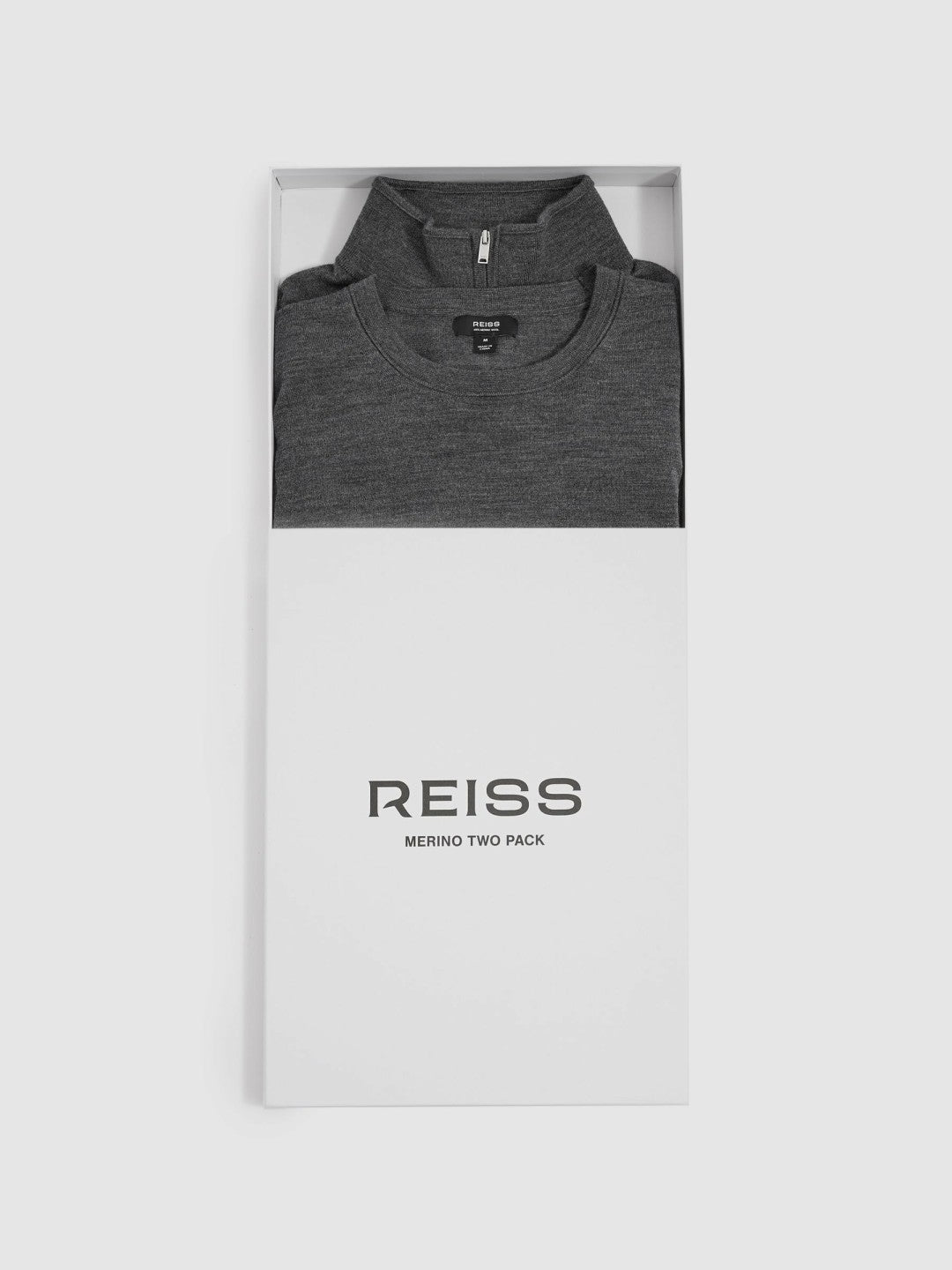 Men Pack of Two Merino Wool Jumpers in Derby Grey Marl
