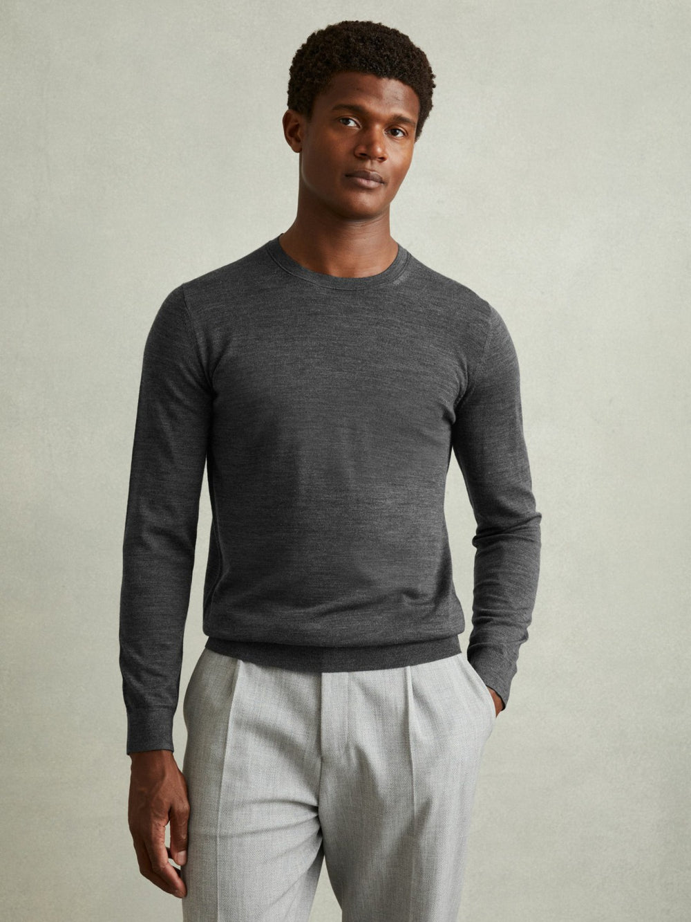 Men Pack of Two Merino Wool Jumpers in Derby Grey Marl