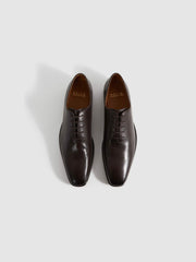 Men Leather Lace-Up Shoes in Dark Brown
