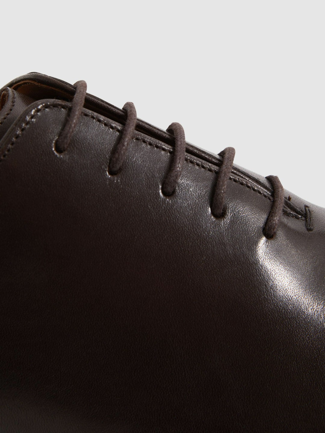 Men Leather Lace-Up Shoes in Dark Brown
