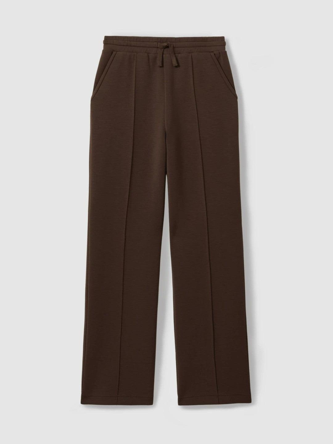 Women Interlock Wide-Leg Joggers in Chocolate