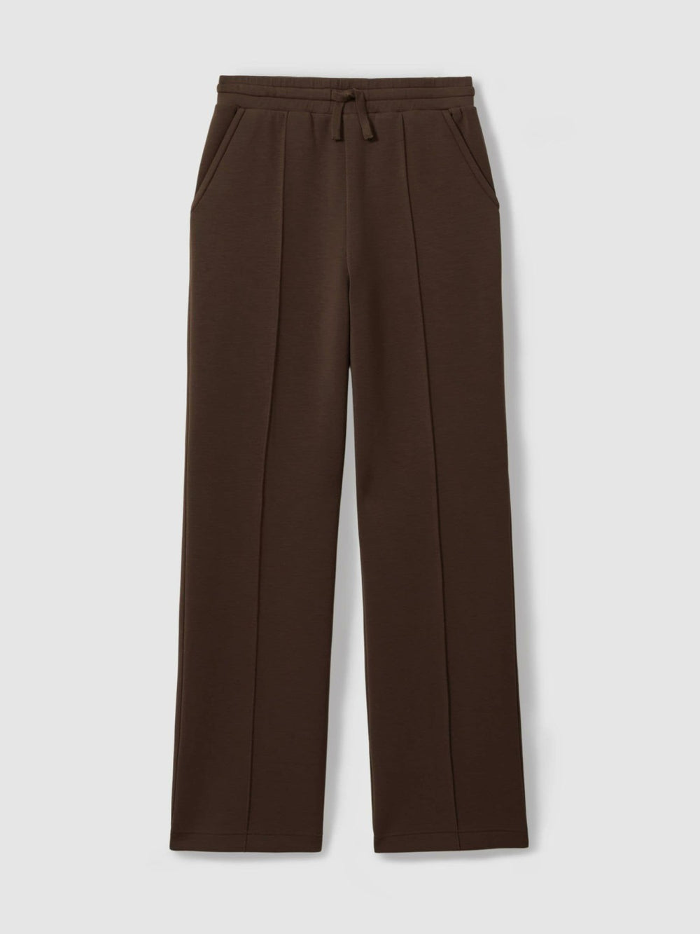 Women Interlock Wide-Leg Joggers in Chocolate