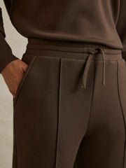 Women Interlock Wide-Leg Joggers in Chocolate