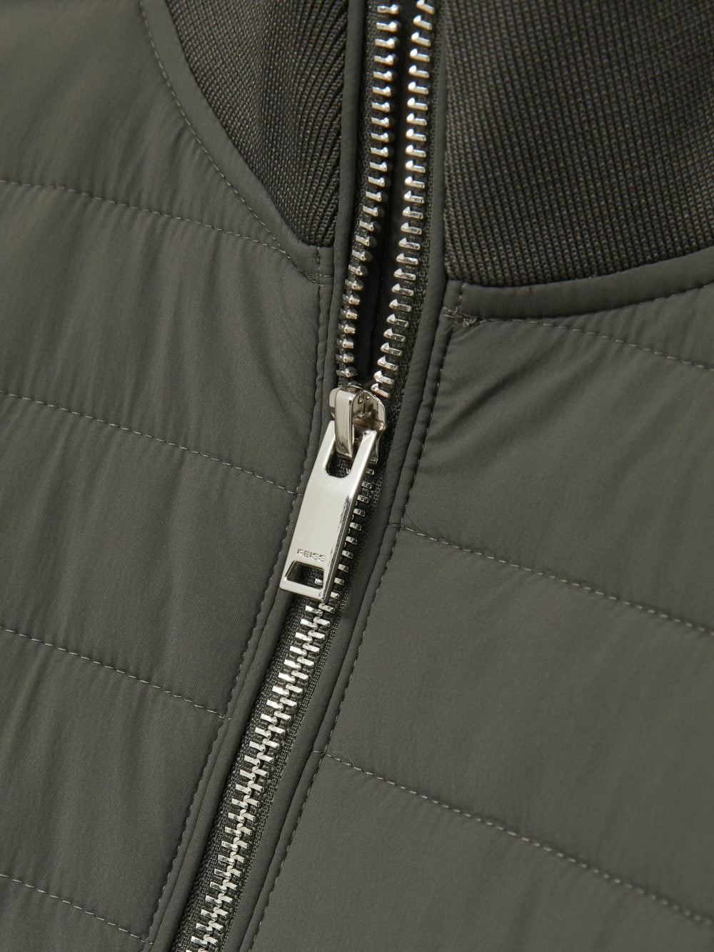 Men Hybrid Quilt and Knit Zip-Through Jacket in Sage