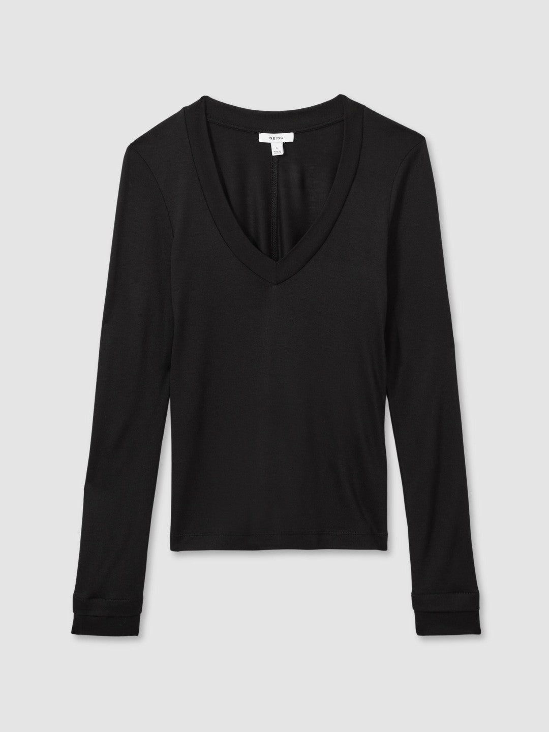 Women Jersey V-Neck Top in Black