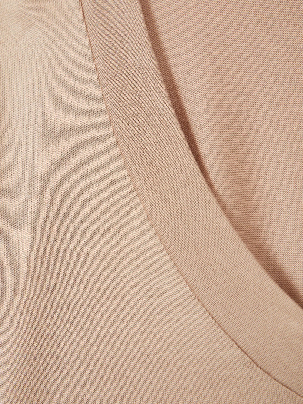 Women Jersey V-Neck Top in Camel