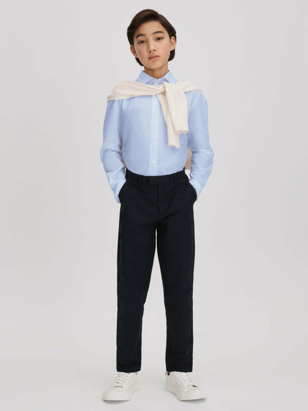 Children & Baby 3-9 yrs Slim Fit Cotton Shirt in Soft Blue