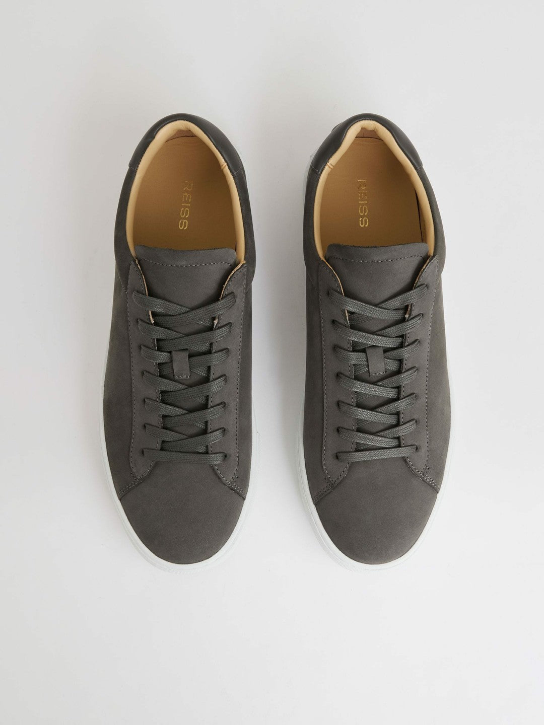 Men Nubuck Leather Low-Top Trainers in Grey