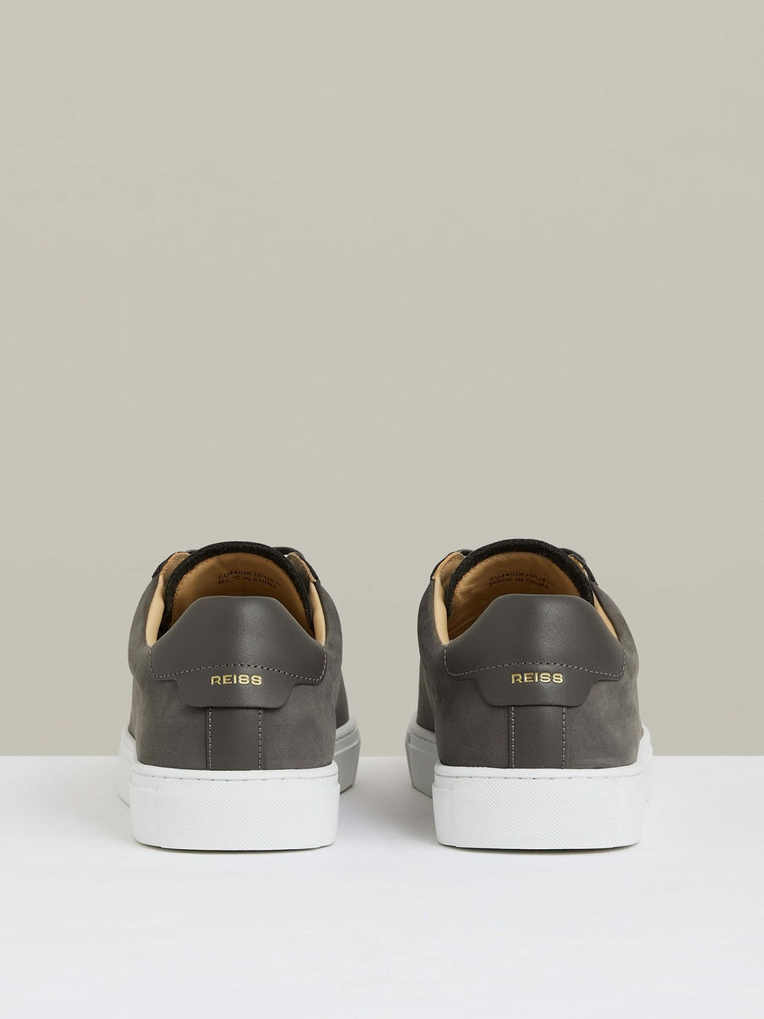 Men Nubuck Leather Low-Top Trainers in Grey