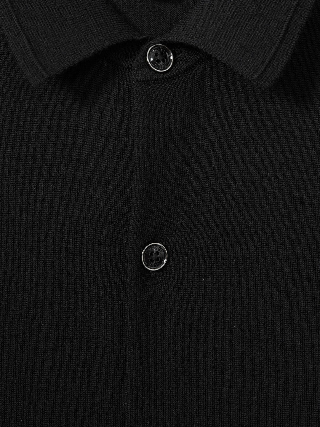 Men Merino Wool Button-Through Cardigan in Black