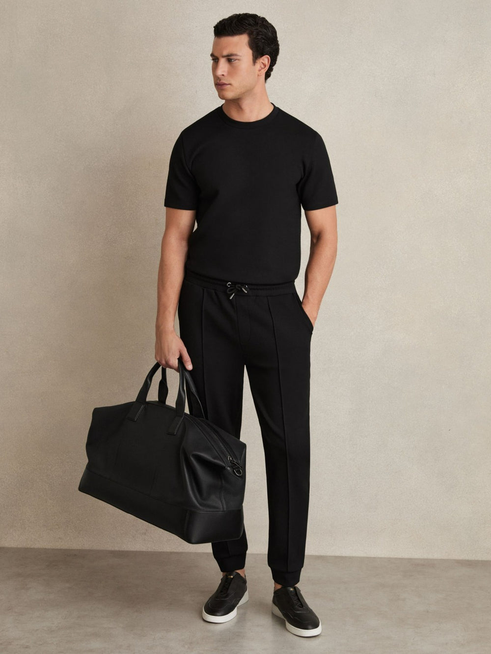 Men Interlock Jersey Crew Neck T-Shirt in Black
