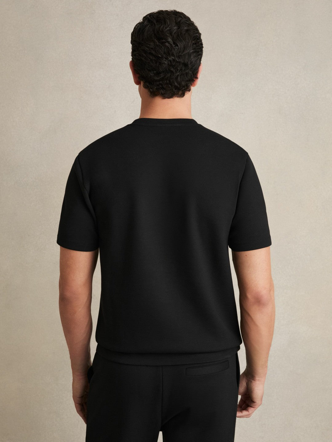Men Interlock Jersey Crew Neck T-Shirt in Black