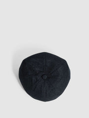 Men Wool Blend Baker Boy Cap in Navy