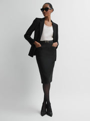 Women Tailored Pencil Skirt in Black