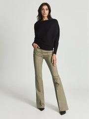 Women Asymmetric Knitted Top in Black
