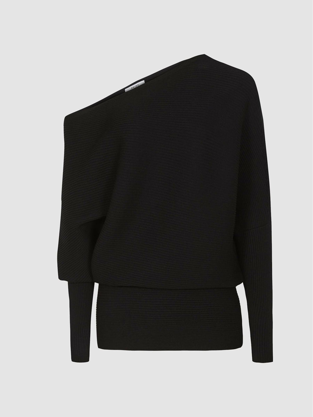 Women Asymmetric Knitted Top in Black