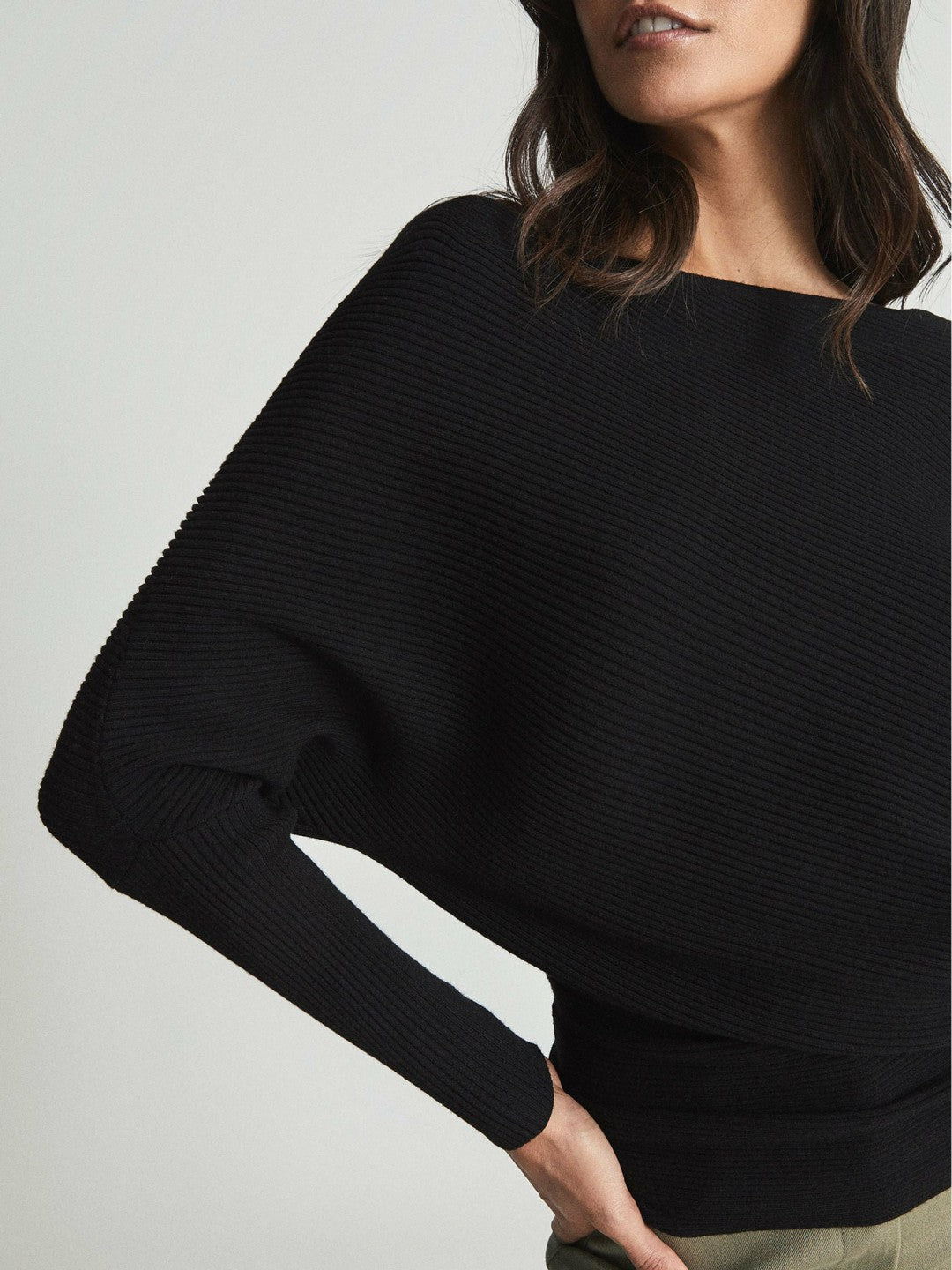 Women Asymmetric Knitted Top in Black